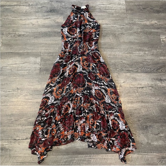 NWOT A.L.C. Bardot Silk Dress in Black and Red Multi - Picture 4 of 9